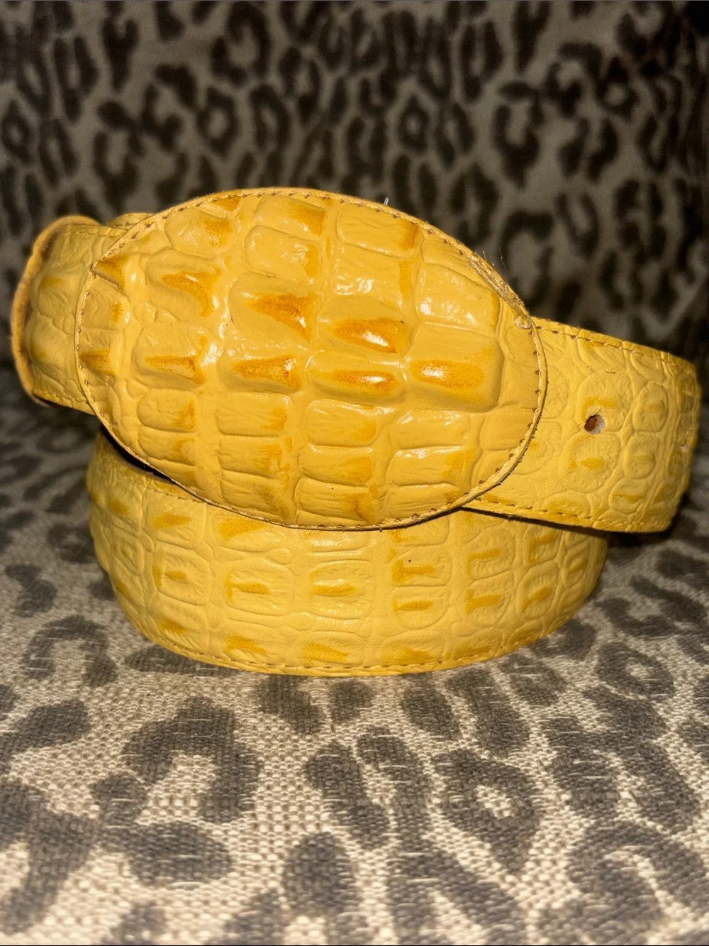 Crocodile alligator leather belt textured western cowboy reptile buckle 34